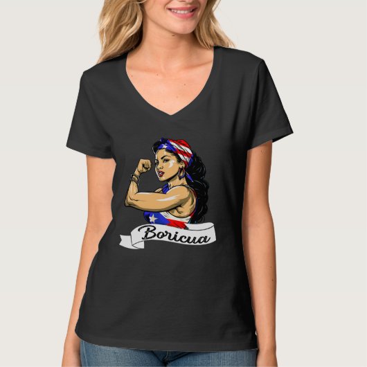 Puerto Rican Girl Boricua Puerto Rico Flag Pride W Tシャツ (正面)
