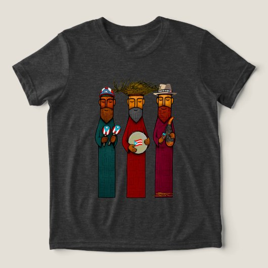Puerto Rican Three Kings with Musical Parranda トライブレンドＴシャツ (デザイン正面)
