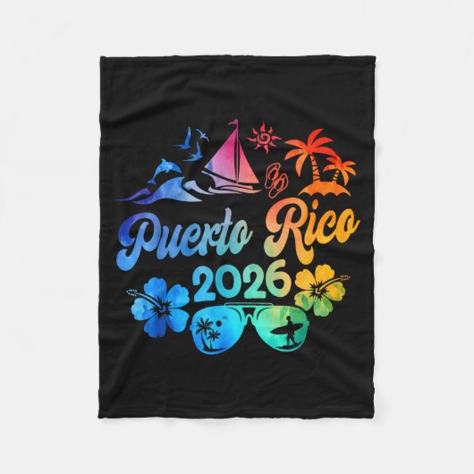 Puerto Rico 2026 Vacation Beach Tie Dye Trip Summe フリースブランケット (正面)