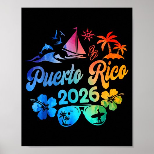 Puerto Rico 2026 Vacation Beach Tie Dye Trip Summe ポスター (正面)