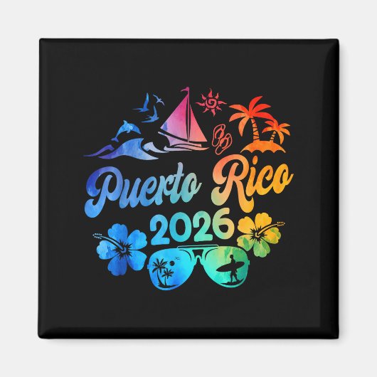 Puerto Rico 2026 Vacation Beach Tie Dye Trip Summe マグネット (正面)