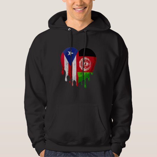 Puerto Rico Afghanistan Flag Heart Grown Patriot C パーカ (正面)