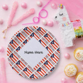 Puerto Rico and Puerto Rican Flag Tiled Your Name ペーパープレート (パーティー)