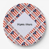 Puerto Rico and Puerto Rican Flag Tiled Your Name ペーパープレート (正面)
