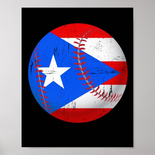 Puerto Rico Baseball Flag T-Shirt ポスター (正面)