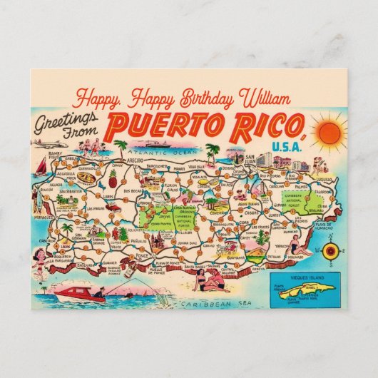  Puerto Rico Birthday Greeting Postcard ポストカード (正面)