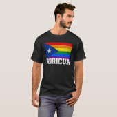 Puerto Rico Boricua Gay Pride LGBT Rainbow Flag Vi Tシャツ (正面フル)