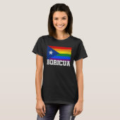 Puerto Rico Boricua Gay Pride LGBT Rainbow Flag Vi Tシャツ (正面フル)