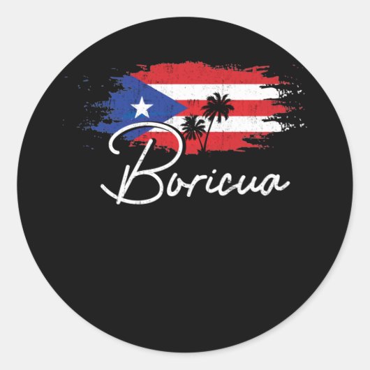 Puerto Rico Boricua Puerto Rican Flag Pride ラウンドシール (正面)