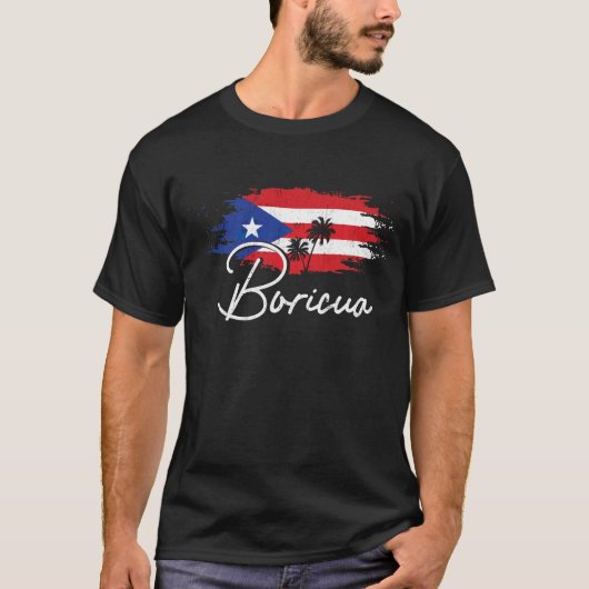 Puerto Rico Boricua Puerto Rican Flag Pride Tシャツ (正面)