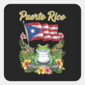 Puerto Rico Coquí Frog Boricua Pride スクエアシール (正面)