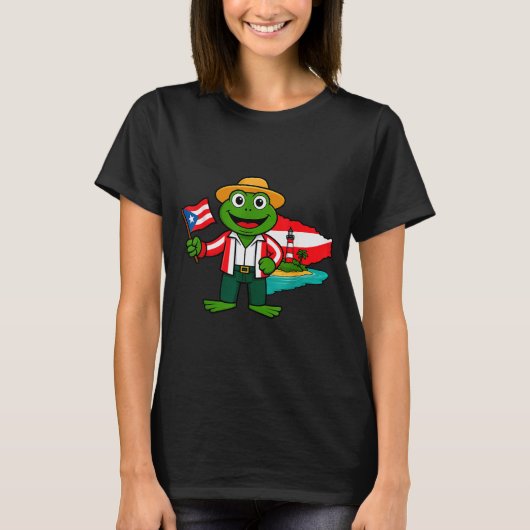 Puerto Rico Coqui Frog Flag Shirt For Men Women Ki Tシャツ (正面)