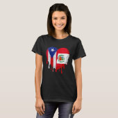 Puerto Rico Costa Rica Flag Heart Grown Patriot Co Tシャツ (正面フル)