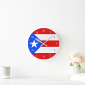 Puerto Rico Flag ラウンド壁時計 (ホーム)