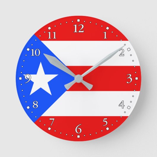 Puerto Rico Flag ラウンド壁時計 (正面)
