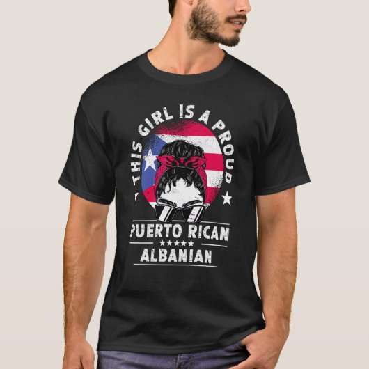 Puerto Rico Flag Albania Grown Women Girl Pride Tシャツ (正面)