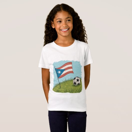 Puerto Rico flag and soccer ball Tシャツ (正面フル)
