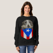Puerto Rico Flag Borzoi Dog In Pocket スウェットシャツ (正面フル)