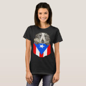 Puerto Rico Flag Borzoi Dog In Pocket Tシャツ (正面フル)