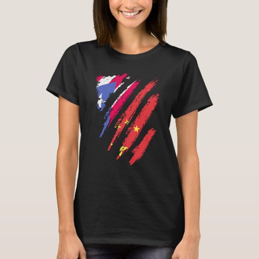 Puerto Rico Flag China Grown Patriot Country Strip Tシャツ (正面)