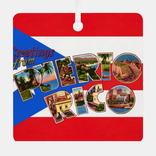  Puerto Rico Flag Christmas Ornament メタルオーナメント (正面)
