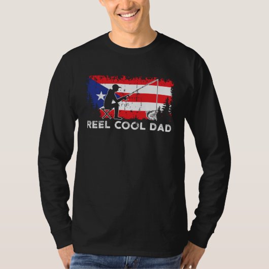 Puerto Rico Flag Cool Dad Fishing Fisherman Father Tシャツ (正面)