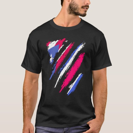 Puerto Rico Flag Costa Rica Grown Patriot Country  Tシャツ (正面)