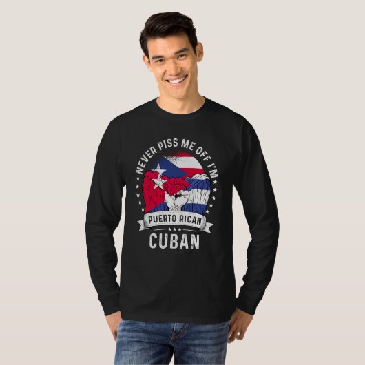 Puerto Rico Flag Cuba Grown Humor Pride Tシャツ (正面フル)