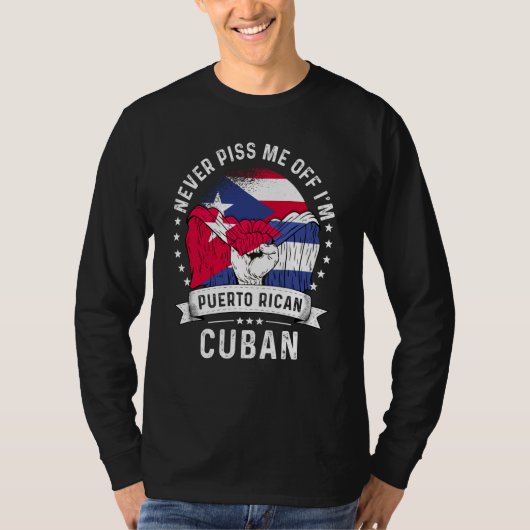 Puerto Rico Flag Cuba Grown Humor Pride Tシャツ (正面)