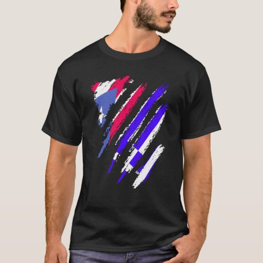 Puerto Rico Flag Greece Grown Patriot Country Stri Tシャツ (正面)