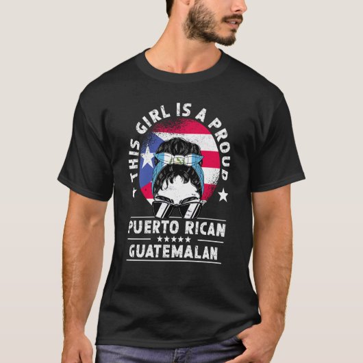 Puerto Rico Flag Guatemala Grown Women Girl Pride Tシャツ (正面)