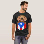 Puerto Rico Flag Irish Setter Dog In Pocket Tシャツ (正面フル)