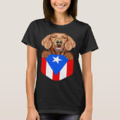 Puerto Rico Flag Irish Setter Dog In Pocket Tシャツ (正面)