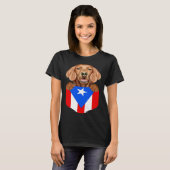 Puerto Rico Flag Irish Setter Dog In Pocket Tシャツ (正面フル)