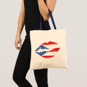 Puerto Rico Flag Lips トートバッグ (正面(商品))