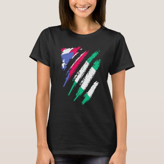 Puerto Rico Flag Nigeria Grown Patriot Country Str Tシャツ (正面)