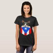 Puerto Rico Flag Rat Terrier Dog In Pocket Tシャツ (正面フル)