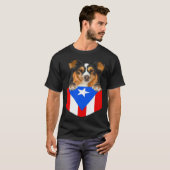 Puerto Rico Flag Shetland Sheepdog Dog In Pocket Tシャツ (正面フル)