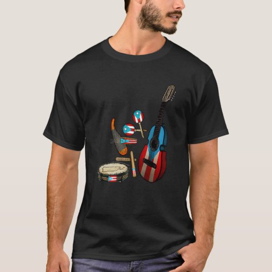 Puerto Rico Flag Traditional Boricua Parranda Inst Tシャツ (正面)