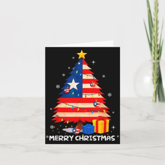 Puerto Rico Flag Tree Lights Christmas Pajamas -co カード (正面)