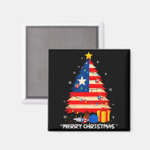 Puerto Rico Flag Tree Lights Christmas Pajamas -co マグネット (正面/裏面)
