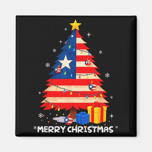 Puerto Rico Flag Tree Lights Christmas Pajamas -co マグネット (正面)