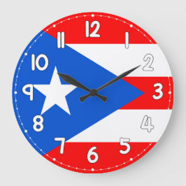 Puerto Rico Flag Wall Clock – Flag for Home Decor ラージ壁時計