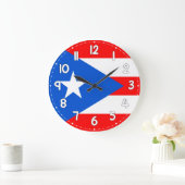 Puerto Rico Flag Wall Clock – Flag for Home Decor ラージ壁時計 (ホーム)