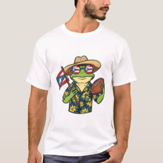 Puerto Rico Football Coquí Frog Boricua Pride Tシャツ