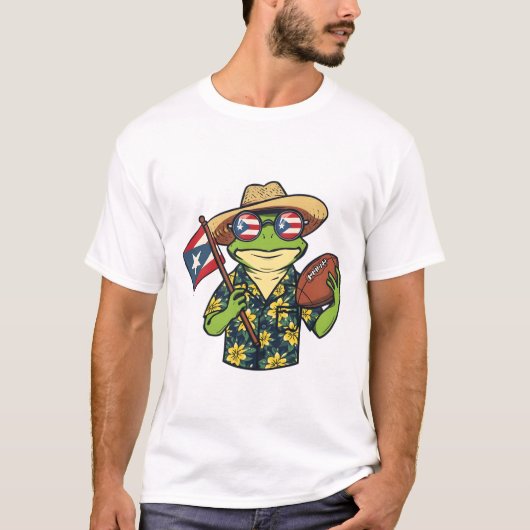 Puerto Rico Football Coquí Frog Boricua Pride Tシャツ (正面)