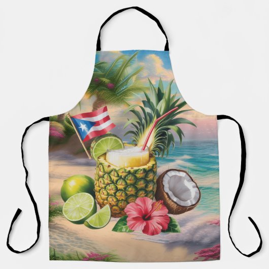 Puerto Rico Island Beach Pineapple Drink エプロン (正面)