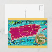  Puerto Rico Island Old  Map Postcard ポストカード (正面/裏面)