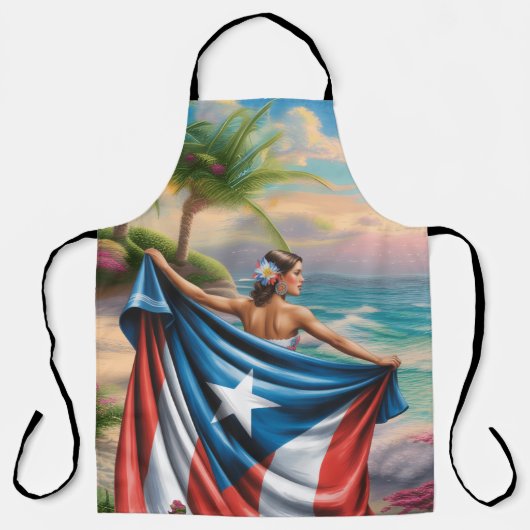 Puerto Rico Island Woman エプロン (正面)