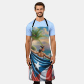 Puerto Rico Island Woman エプロン (着用した状態)